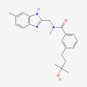 molecular formula C22H27N3O2 B5568137 3-(3-羟基-3-甲基丁基)-N-甲基-N-[(5-甲基-1H-苯并咪唑-2-基)甲基]苯甲酰胺 
