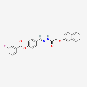 molecular formula C26H19FN2O4 B5568156 4-{2-[(2-萘氧基)乙酰]碳酰肼基}苯基 3-氟苯甲酸酯 
