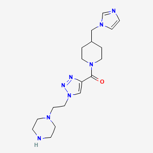 molecular formula C18H28N8O B5568175 1-[2-(4-{[4-(1H-imidazol-1-ylmethyl)piperidin-1-yl]carbonyl}-1H-1,2,3-triazol-1-yl)ethyl]piperazine 