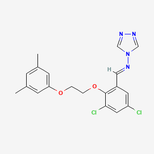 molecular formula C19H18Cl2N4O2 B5568205 N-{3,5-dichloro-2-[2-(3,5-dimethylphenoxy)ethoxy]benzylidene}-4H-1,2,4-triazol-4-amine 