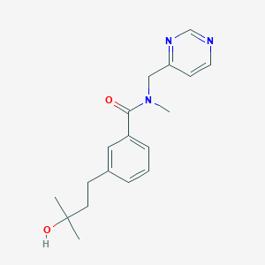 molecular formula C18H23N3O2 B5568250 3-(3-羟基-3-甲基丁基)-N-甲基-N-(4-嘧啶基甲基)苯甲酰胺 
