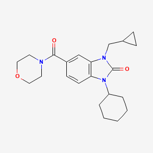 molecular formula C22H29N3O3 B5568253 1-cyclohexyl-3-(cyclopropylmethyl)-5-(morpholin-4-ylcarbonyl)-1,3-dihydro-2H-benzimidazol-2-one 