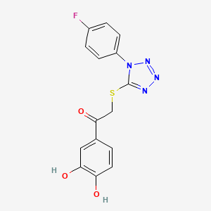 molecular formula C15H11FN4O3S B5568264 1-(3,4-二羟基苯基)-2-{[1-(4-氟苯基)-1H-四唑-5-基]硫代}乙酮 