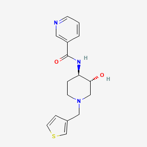 molecular formula C16H19N3O2S B5568265 N-[(3R*,4R*)-3-hydroxy-1-(3-thienylmethyl)piperidin-4-yl]nicotinamide 
