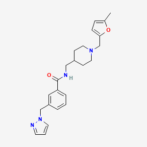 molecular formula C23H28N4O2 B5568342 N-({1-[(5-methyl-2-furyl)methyl]-4-piperidinyl}methyl)-3-(1H-pyrazol-1-ylmethyl)benzamide 