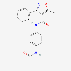 molecular formula C19H17N3O3 B5568375 N-[4-(acetylamino)phenyl]-5-methyl-3-phenyl-4-isoxazolecarboxamide 