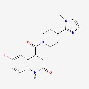 molecular formula C19H21FN4O2 B5568427 6-fluoro-4-{[4-(1-methyl-1H-imidazol-2-yl)-1-piperidinyl]carbonyl}-3,4-dihydro-2(1H)-quinolinone 