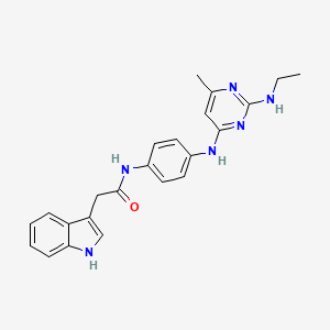 N-(4-{[2-(ethylamino)-6-methyl-4-pyrimidinyl]amino}phenyl)-2-(1H-indol-3-yl)acetamide