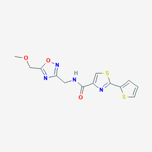 molecular formula C13H12N4O3S2 B5568462 N-{[5-(methoxymethyl)-1,2,4-oxadiazol-3-yl]methyl}-2-(2-thienyl)-1,3-thiazole-4-carboxamide 