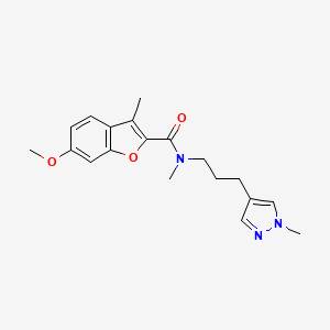 molecular formula C19H23N3O3 B5568552 6-methoxy-N,3-dimethyl-N-[3-(1-methyl-1H-pyrazol-4-yl)propyl]-1-benzofuran-2-carboxamide 