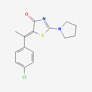 molecular formula C15H15ClN2OS B5568617 5-[1-(4-chlorophenyl)ethylidene]-2-(1-pyrrolidinyl)-1,3-thiazol-4(5H)-one 