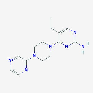 molecular formula C14H19N7 B5568624 5-乙基-4-(4-吡嗪-2-基哌嗪-1-基)嘧啶-2-胺 