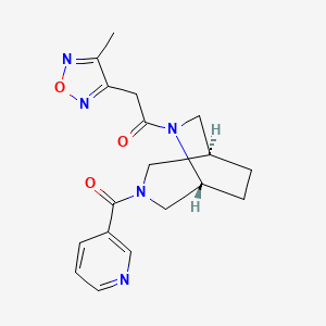 molecular formula C18H21N5O3 B5568630 (1S*,5R*)-6-[(4-methyl-1,2,5-oxadiazol-3-yl)acetyl]-3-(pyridin-3-ylcarbonyl)-3,6-diazabicyclo[3.2.2]nonane 