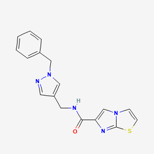 molecular formula C17H15N5OS B5568639 N-[(1-benzyl-1H-pyrazol-4-yl)methyl]imidazo[2,1-b][1,3]thiazole-6-carboxamide 