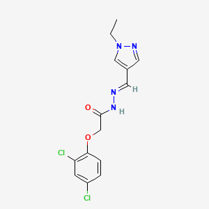 molecular formula C14H14Cl2N4O2 B5568646 2-(2,4-dichlorophenoxy)-N'-[(1-ethyl-1H-pyrazol-4-yl)methylene]acetohydrazide 