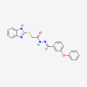 molecular formula C22H18N4O2S B5568678 2-(1H-benzimidazol-2-ylthio)-N'-(3-phenoxybenzylidene)acetohydrazide 