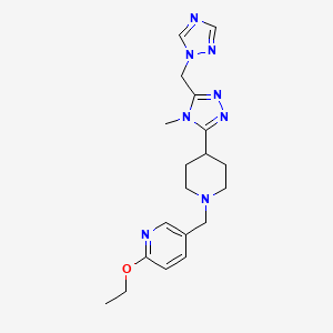 molecular formula C19H26N8O B5568685 2-ethoxy-5-({4-[4-methyl-5-(1H-1,2,4-triazol-1-ylmethyl)-4H-1,2,4-triazol-3-yl]piperidin-1-yl}methyl)pyridine 