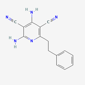 molecular formula C15H13N5 B5568689 2,4-二氨基-6-(2-苯乙基)-3,5-吡啶二甲腈 