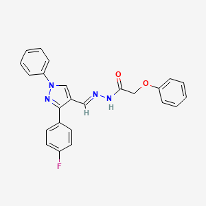 molecular formula C24H19FN4O2 B5568708 N'-{[3-(4-氟苯基)-1-苯基-1H-吡唑-4-基]亚甲基}-2-苯氧基乙酰肼 