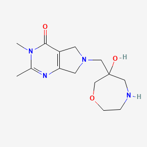 molecular formula C14H22N4O3 B5568812 6-[(6-hydroxy-1,4-oxazepan-6-yl)methyl]-2,3-dimethyl-3,5,6,7-tetrahydro-4H-pyrrolo[3,4-d]pyrimidin-4-one dihydrochloride 