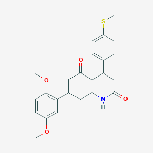 molecular formula C24H25NO4S B5568820 7-(2,5-dimethoxyphenyl)-4-[4-(methylthio)phenyl]-4,6,7,8-tetrahydro-2,5(1H,3H)-quinolinedione 