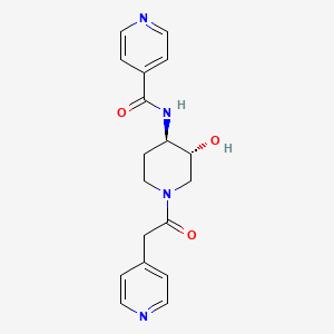 molecular formula C18H20N4O3 B5568838 N-[(3R*,4R*)-3-羟基-1-(吡啶-4-乙酰基)哌啶-4-基]异烟酰胺 