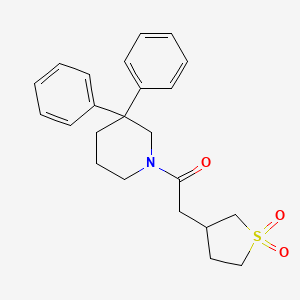 molecular formula C23H27NO3S B5568857 1-[(1,1-dioxidotetrahydro-3-thienyl)acetyl]-3,3-diphenylpiperidine 