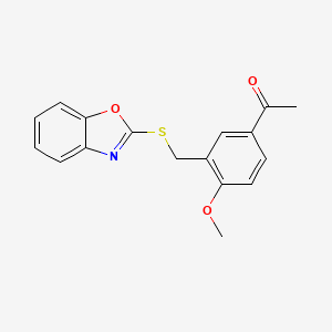 molecular formula C17H15NO3S B5568881 1-{3-[(1,3-benzoxazol-2-ylthio)methyl]-4-methoxyphenyl}ethanone 