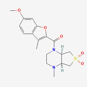 molecular formula C18H22N2O5S B5568882 (4aS*,7aR*)-1-[(6-methoxy-3-methyl-1-benzofuran-2-yl)carbonyl]-4-methyloctahydrothieno[3,4-b]pyrazine 6,6-dioxide 