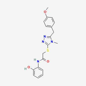 molecular formula C19H20N4O3S B5568957 N-(2-hydroxyphenyl)-2-{[5-(4-methoxybenzyl)-4-methyl-4H-1,2,4-triazol-3-yl]thio}acetamide 
