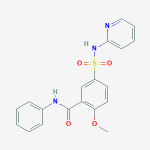 molecular formula C19H17N3O4S B5568960 2-methoxy-N-phenyl-5-[(2-pyridinylamino)sulfonyl]benzamide 