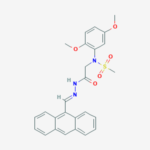molecular formula C26H25N3O5S B5569007 N-{2-[2-(9-蒽甲亚甲基)肼基]-2-氧代乙基}-N-(2,5-二甲氧基苯基)甲磺酰胺 