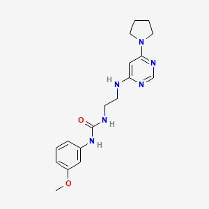 molecular formula C18H24N6O2 B5569010 N-(3-甲氧基苯基)-N'-(2-{[6-(1-吡咯烷基)-4-嘧啶基]氨基}乙基)脲 
