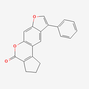 molecular formula C20H14O3 B5569030 9-苯基-2,3-二氢环戊[c]呋喃[3,2-g]色烯-4(1H)-酮 