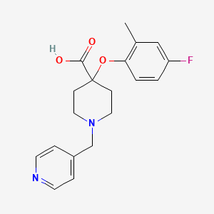 molecular formula C19H21FN2O3 B5569061 4-(4-fluoro-2-methylphenoxy)-1-(pyridin-4-ylmethyl)piperidine-4-carboxylic acid 