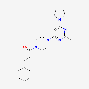 molecular formula C22H35N5O B5569085 4-[4-(3-cyclohexylpropanoyl)-1-piperazinyl]-2-methyl-6-(1-pyrrolidinyl)pyrimidine 
