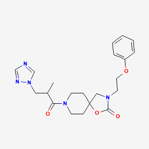 molecular formula C21H27N5O4 B5569116 8-[2-甲基-3-(1H-1,2,4-三唑-1-基)丙酰]-3-(2-苯氧乙基)-1-氧杂-3,8-二氮杂螺[4.5]癸-2-酮 