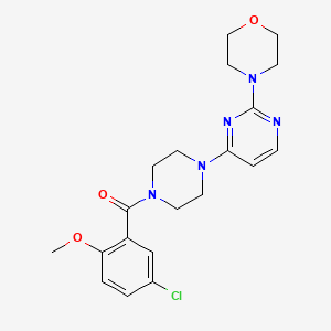molecular formula C20H24ClN5O3 B5569140 4-{4-[4-(5-chloro-2-methoxybenzoyl)-1-piperazinyl]-2-pyrimidinyl}morpholine 