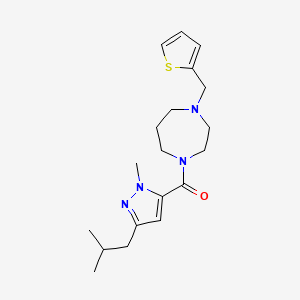 molecular formula C19H28N4OS B5569146 1-[(3-isobutyl-1-methyl-1H-pyrazol-5-yl)carbonyl]-4-(2-thienylmethyl)-1,4-diazepane 