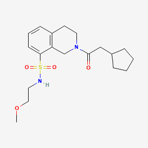 molecular formula C19H28N2O4S B5569148 2-(环戊基乙酰)-N-(2-甲氧基乙基)-1,2,3,4-四氢异喹啉-8-磺酰胺 