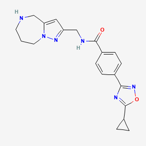 molecular formula C20H22N6O2 B5569163 4-(5-cyclopropyl-1,2,4-oxadiazol-3-yl)-N-(5,6,7,8-tetrahydro-4H-pyrazolo[1,5-a][1,4]diazepin-2-ylmethyl)benzamide hydrochloride 