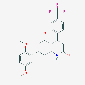 molecular formula C24H22F3NO4 B5569204 7-(2,5-dimethoxyphenyl)-4-[4-(trifluoromethyl)phenyl]-4,6,7,8-tetrahydro-2,5(1H,3H)-quinolinedione 