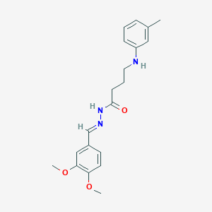 molecular formula C20H25N3O3 B5569210 N'-(3,4-二甲氧基苄叉亚胺)-4-[(3-甲苯胺基)]丁酰肼 