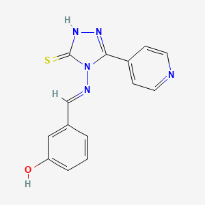 molecular formula C14H11N5OS B5569218 3-({[3-mercapto-5-(4-pyridinyl)-4H-1,2,4-triazol-4-yl]imino}methyl)phenol 