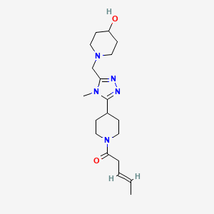 molecular formula C19H31N5O2 B5569260 1-[(4-methyl-5-{1-[(3E)-pent-3-enoyl]piperidin-4-yl}-4H-1,2,4-triazol-3-yl)methyl]piperidin-4-ol 