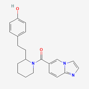 molecular formula C21H23N3O2 B5569293 4-{2-[1-(imidazo[1,2-a]pyridin-6-ylcarbonyl)piperidin-2-yl]ethyl}phenol 