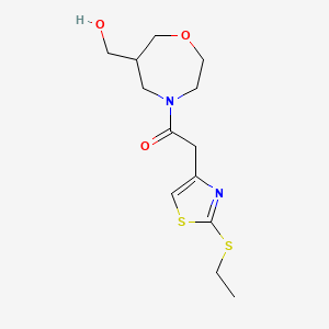molecular formula C13H20N2O3S2 B5569345 (4-{[2-(ethylthio)-1,3-thiazol-4-yl]acetyl}-1,4-oxazepan-6-yl)甲醇 