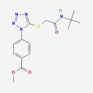 molecular formula C15H19N5O3S B5569349 methyl 4-(5-{[2-(tert-butylamino)-2-oxoethyl]thio}-1H-tetrazol-1-yl)benzoate 
