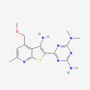 molecular formula C15H19N7OS B5569356 6-[3-amino-4-(methoxymethyl)-6-methylthieno[2,3-b]pyridin-2-yl]-N,N-dimethyl-1,3,5-triazine-2,4-diamine 