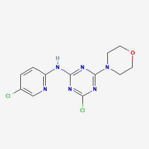 molecular formula C12H12Cl2N6O B5569387 4-chloro-N-(5-chloro-2-pyridinyl)-6-(4-morpholinyl)-1,3,5-triazin-2-amine 